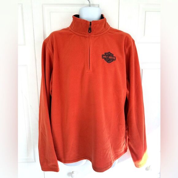 Harley Davidson Motorcycles Fleece Quarter Zip Pullover Sweater Top Shirt Large - Picture 10 of 10